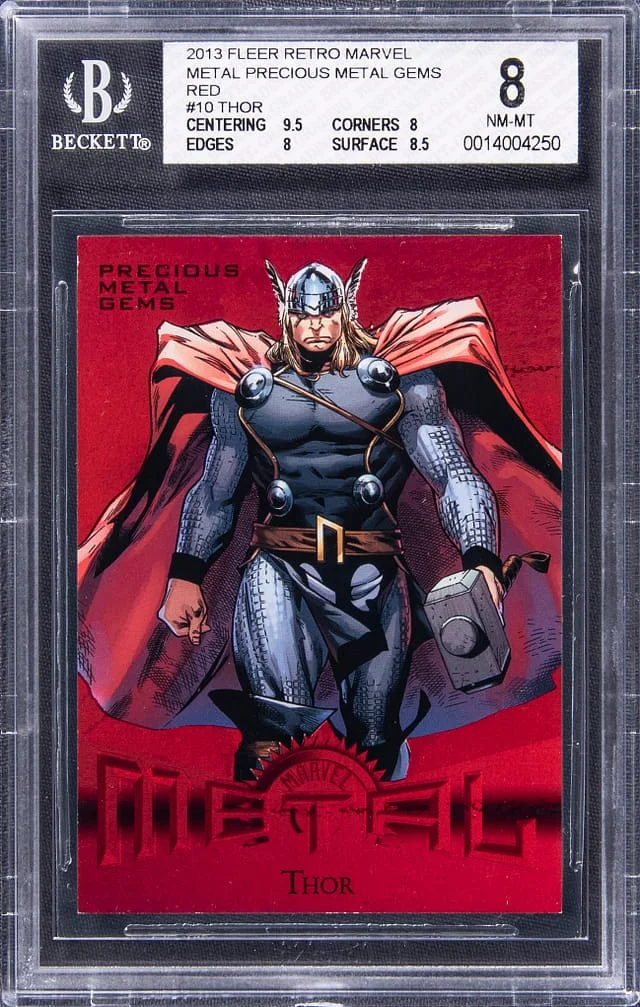 2013 Marvel Fleer Retro Precious Metal Gems Red Thor #10 card image