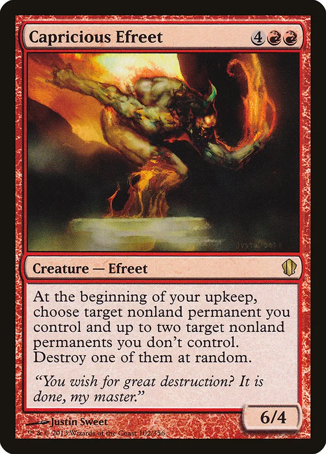 2013 Commander 2013 Capricious Efreet rare #102 rare card image