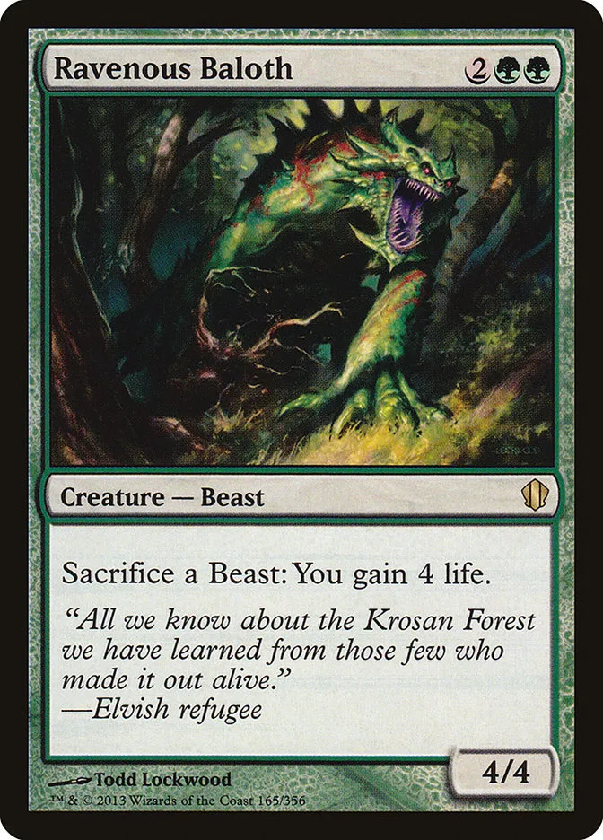 2013 Commander 2013 Ravenous Baloth rare #165 rare card image