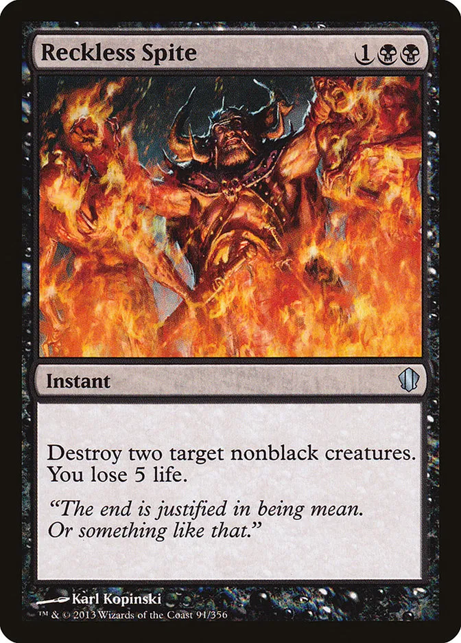 2013 Commander 2013 Reckless Spite uncommon #91 uncommon card image