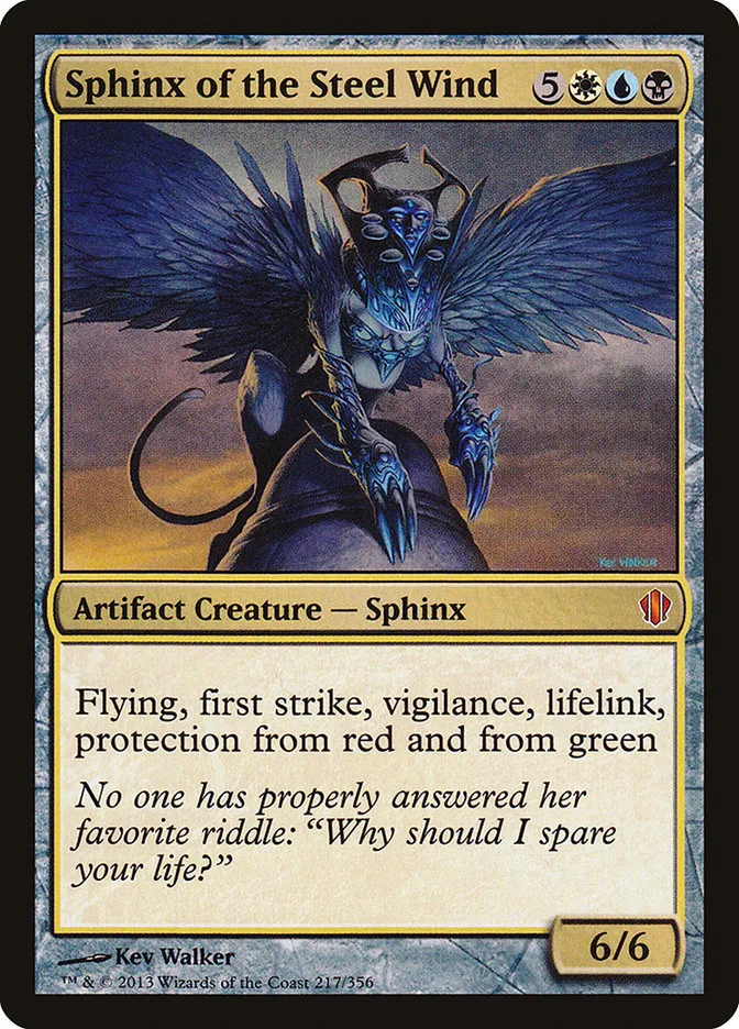2013 Commander 2013 Sphinx of the Steel Wind #217 mythic card image