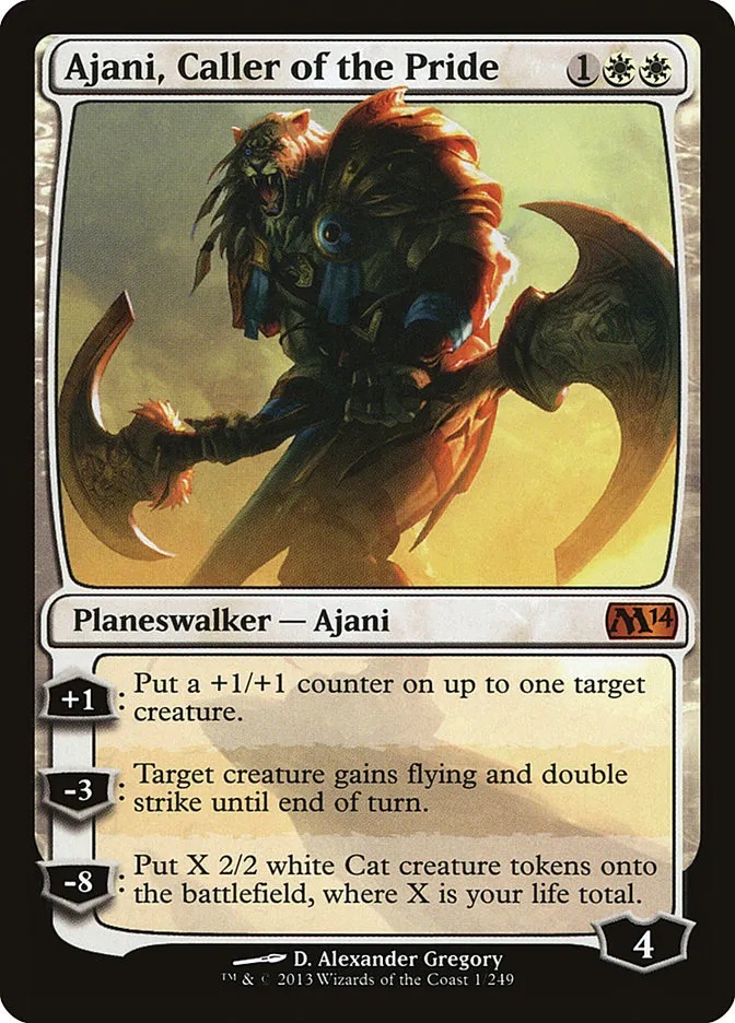 2013 Magic 2014 Ajani, Caller of the Pride mythic #1 mythic card image
