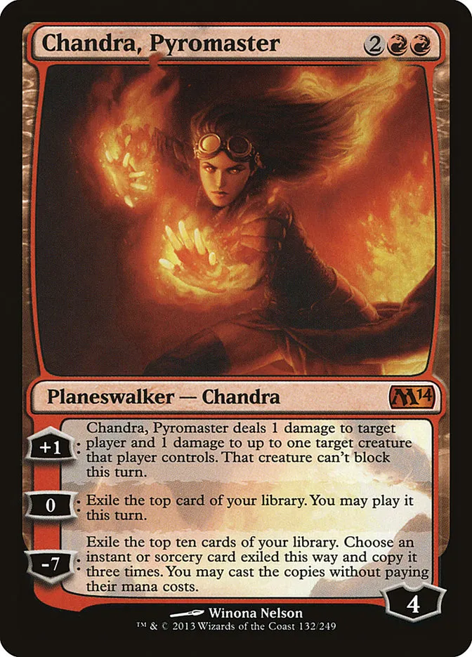 2013 Magic 2014 Chandra, Pyromaster mythic #132 mythic card image