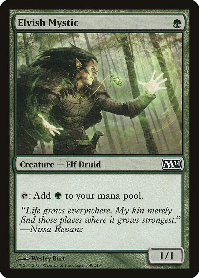 2013 Magic 2014 Elvish Mystic common #169 common card image