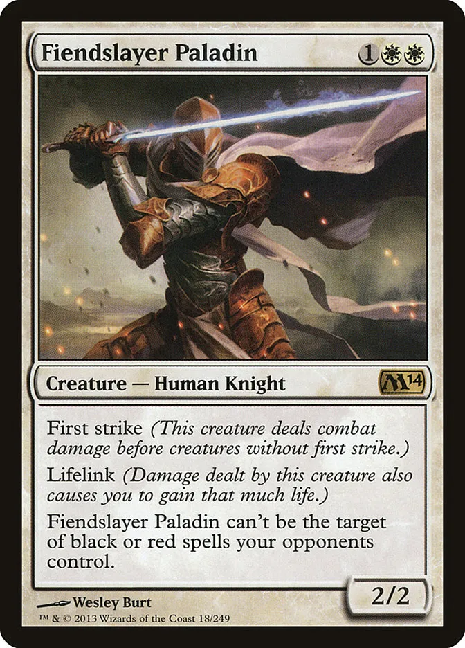 2013 Magic 2014 Fiendslayer Paladin rare #18 rare card image