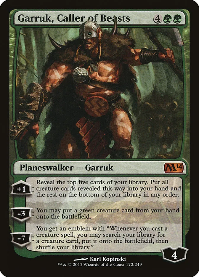 2013 Magic 2014 Garruk, Caller of Beasts #172 mythic card image
