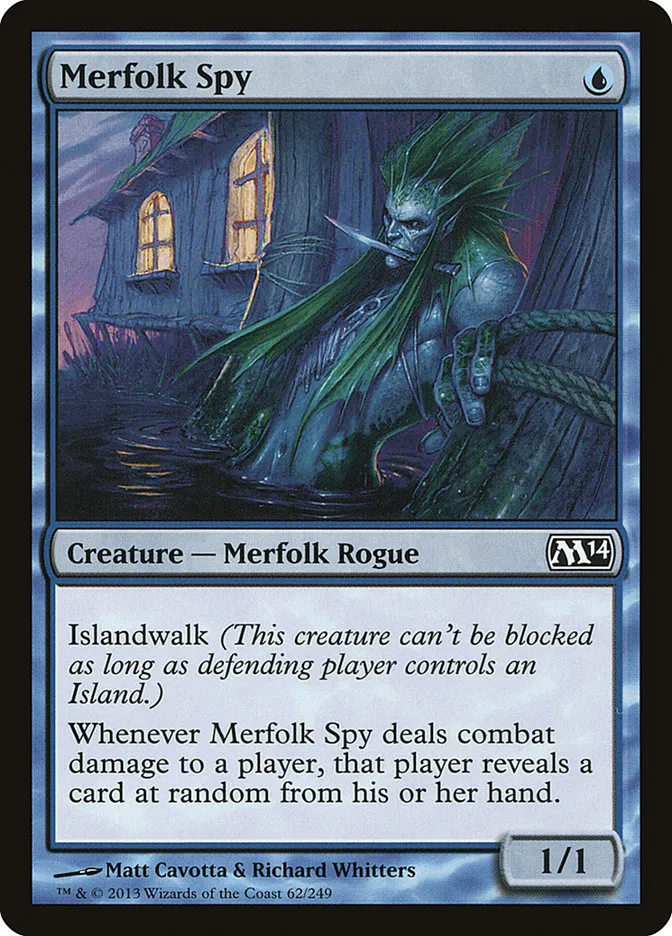 2013 Magic 2014 Merfolk Spy common #62 common card image