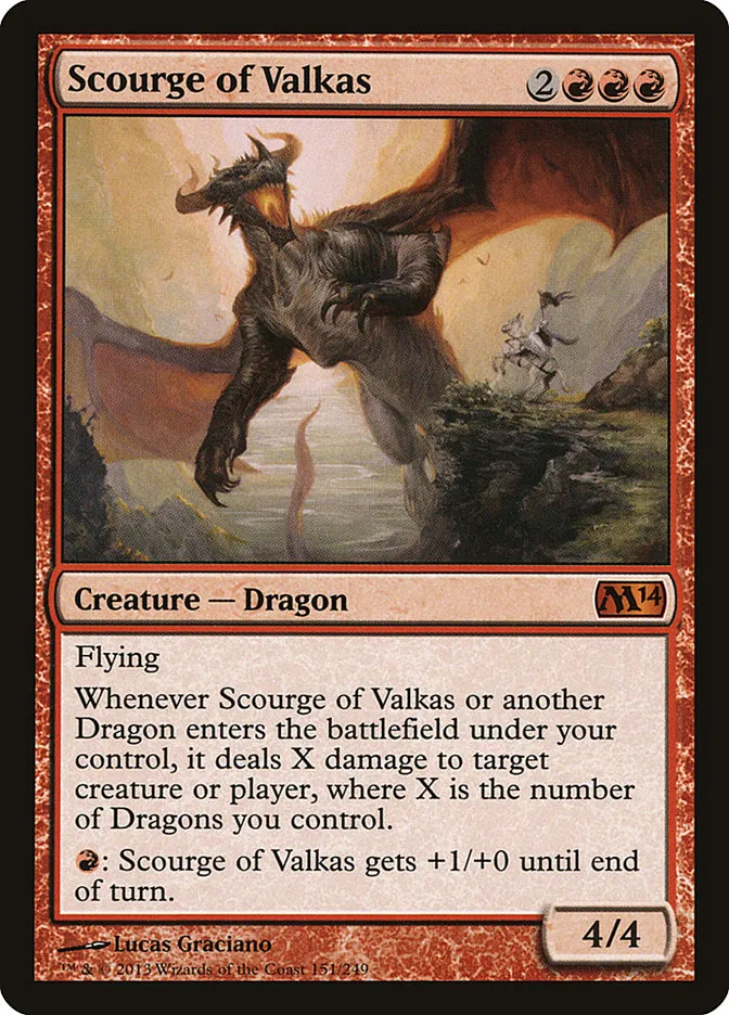 2013 Magic 2014 Scourge of Valkas #151 mythic card image