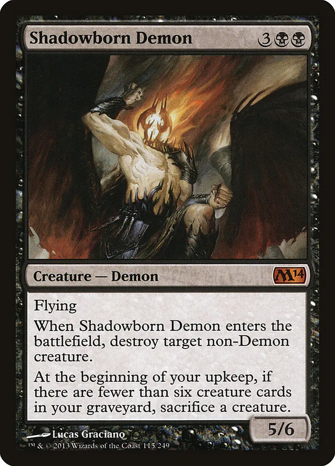 2013 Magic 2014 Shadowborn Demon mythic #115 mythic card image