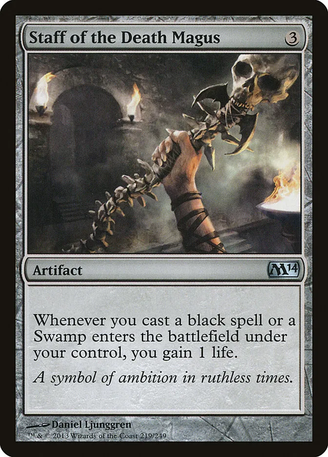 2013 Magic 2014 Staff of the Death Magus #219 uncommon card image