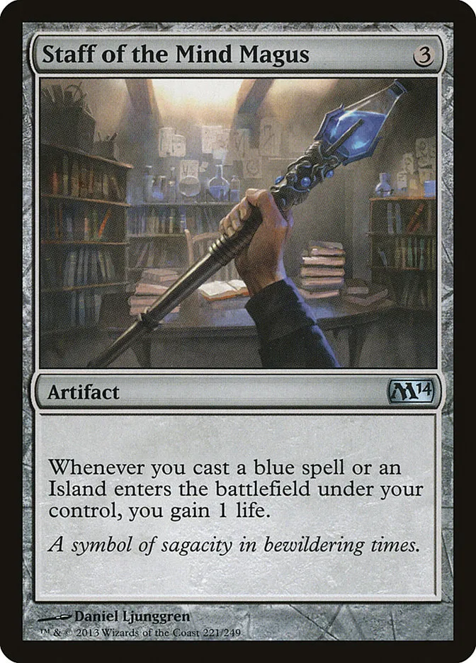 2013 Magic 2014 Staff of the Mind Magus #221 uncommon card image