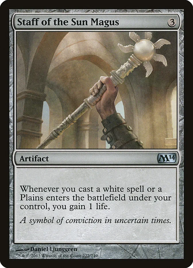 2013 Magic 2014 Staff of the Sun Magus #222 uncommon card image