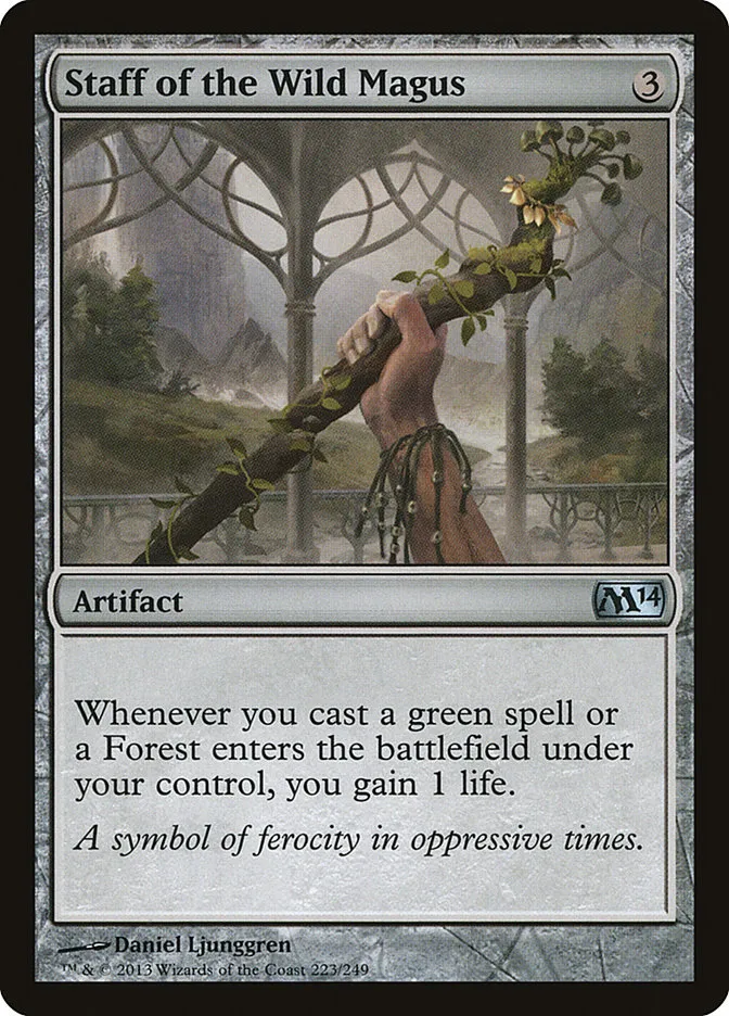 2013 Magic 2014 Staff of the Wild Magus #223 uncommon card image