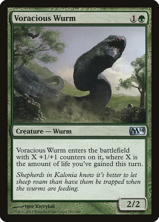 2013 Magic 2014 Voracious Wurm uncommon #200 uncommon card image