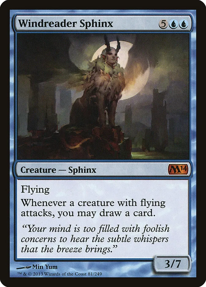 2013 Magic 2014 Windreader Sphinx mythic #81 mythic card image