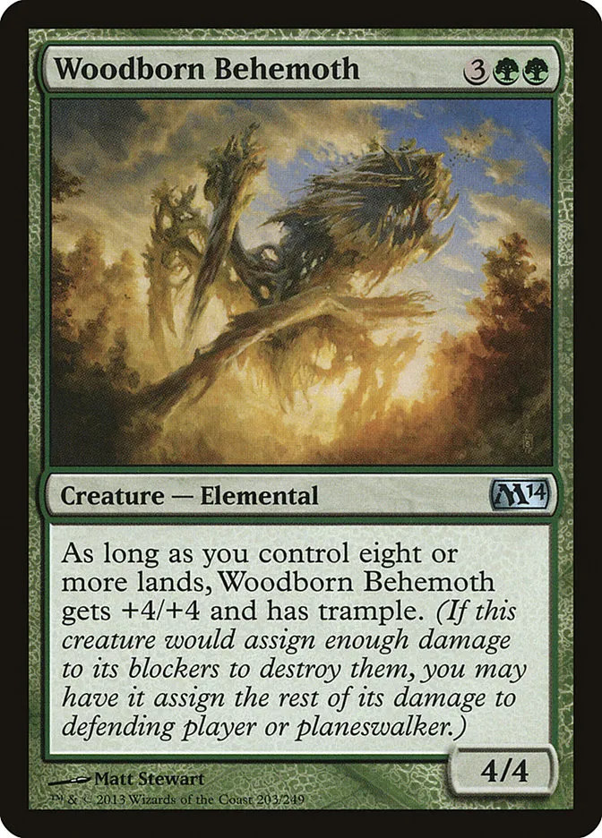 2013 Magic 2014 Woodborn Behemoth #203 uncommon card image
