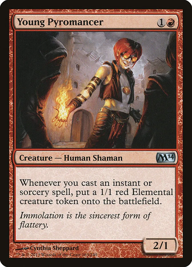 2013 Magic 2014 Young Pyromancer uncommon #163 uncommon card image
