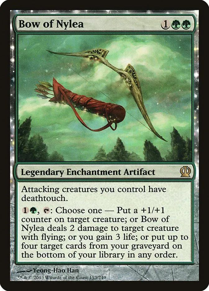 2013 Theros Bow of Nylea #153 rare card image
