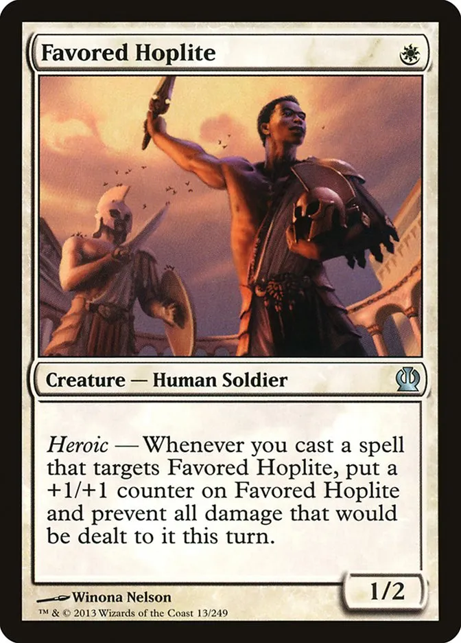 2013 Theros Favored Hoplite [Foil] uncommon #13 uncommon card image