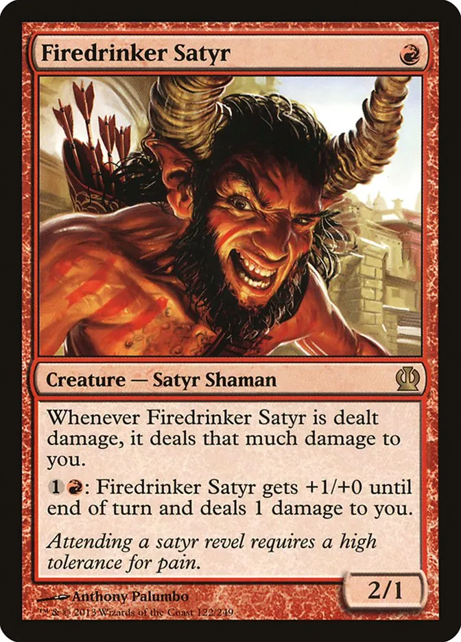 2013 Theros Firedrinker Satyr rare #122 rare card image