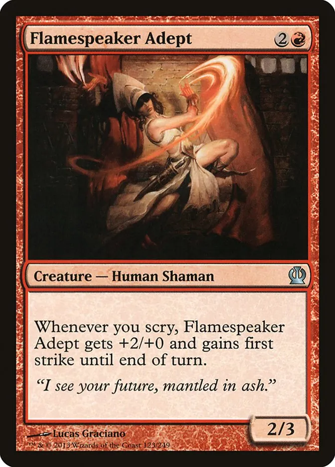 2013 Theros Flamespeaker Adept uncommon #123 uncommon card image