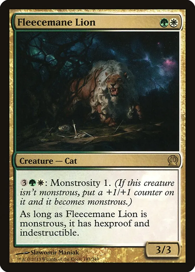 2013 Theros Fleecemane Lion #193 rare card image