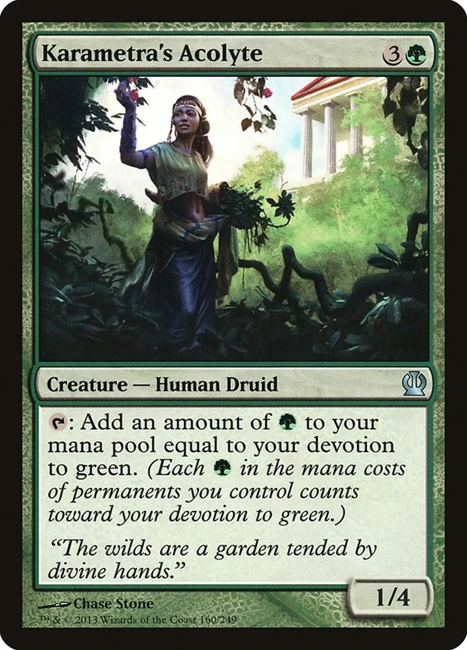 2013 Theros Karametra's Acolyte #160 uncommon card image