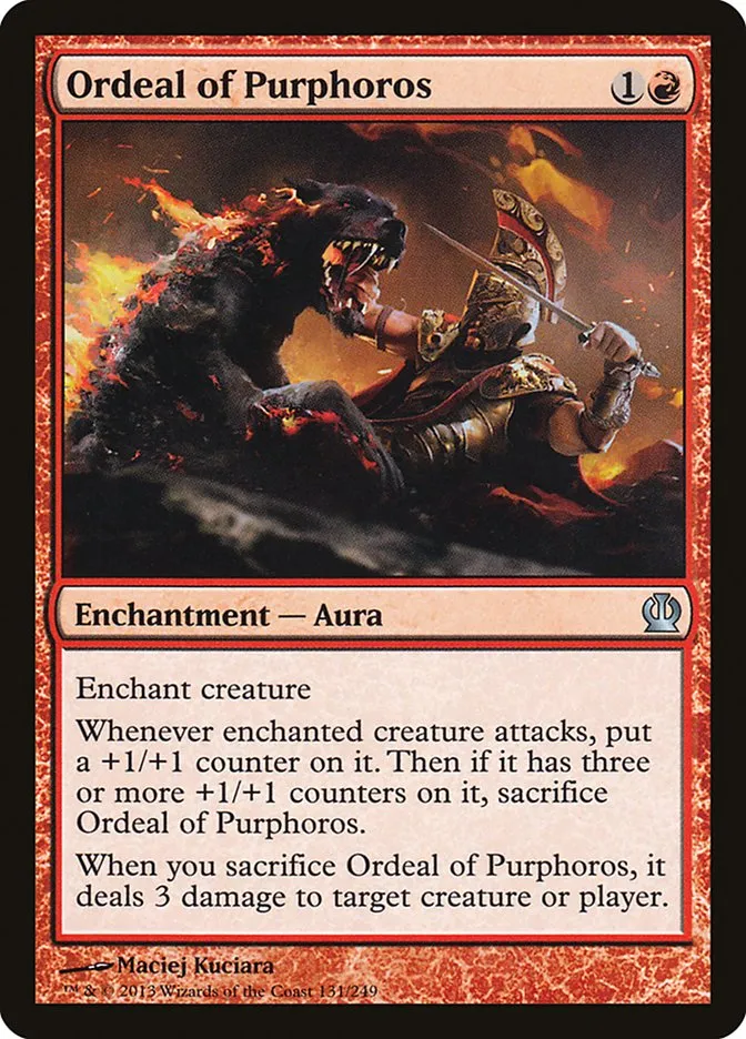2013 Theros Ordeal of Purphoros #131 uncommon card image