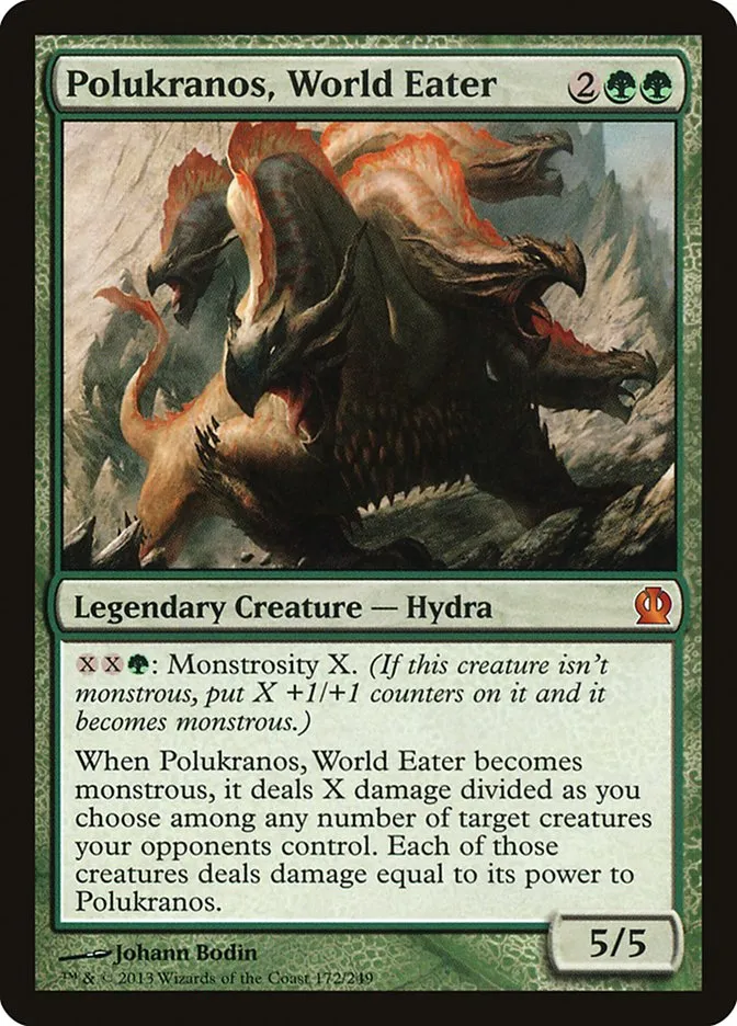 2013 Theros Polukranos, World Eater #172 mythic card image