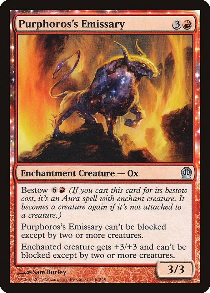 2013 Theros Purphoros's Emissary #136 uncommon card image