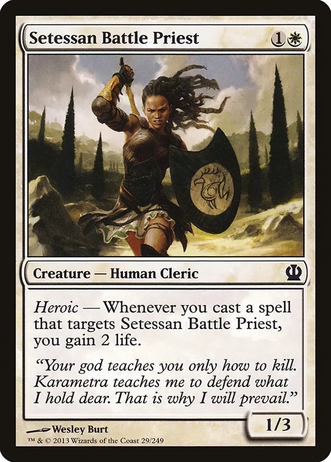 2013 Theros Setessan Battle Priest [Foil] common #29 common card image