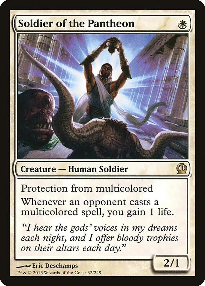 2013 Theros Soldier of the Pantheon [Foil] rare #32 rare card image