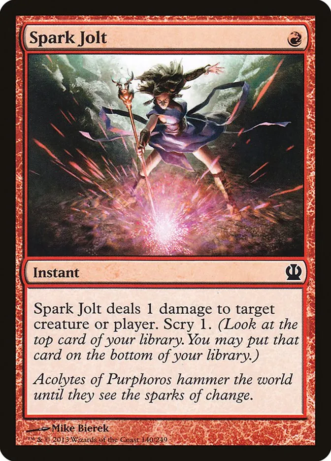 2013 Theros Spark Jolt [Foil] common #140 common card image