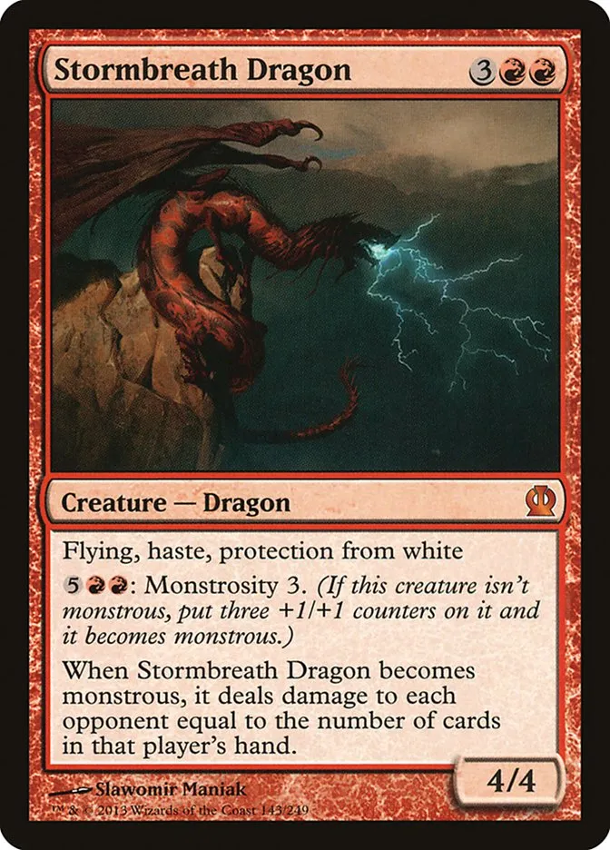 2013 Theros Stormbreath Dragon #143 mythic card image