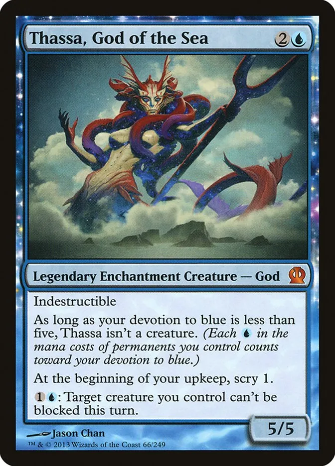 2013 Theros Thassa, God of the Sea [Foil] mythic #66 mythic card image