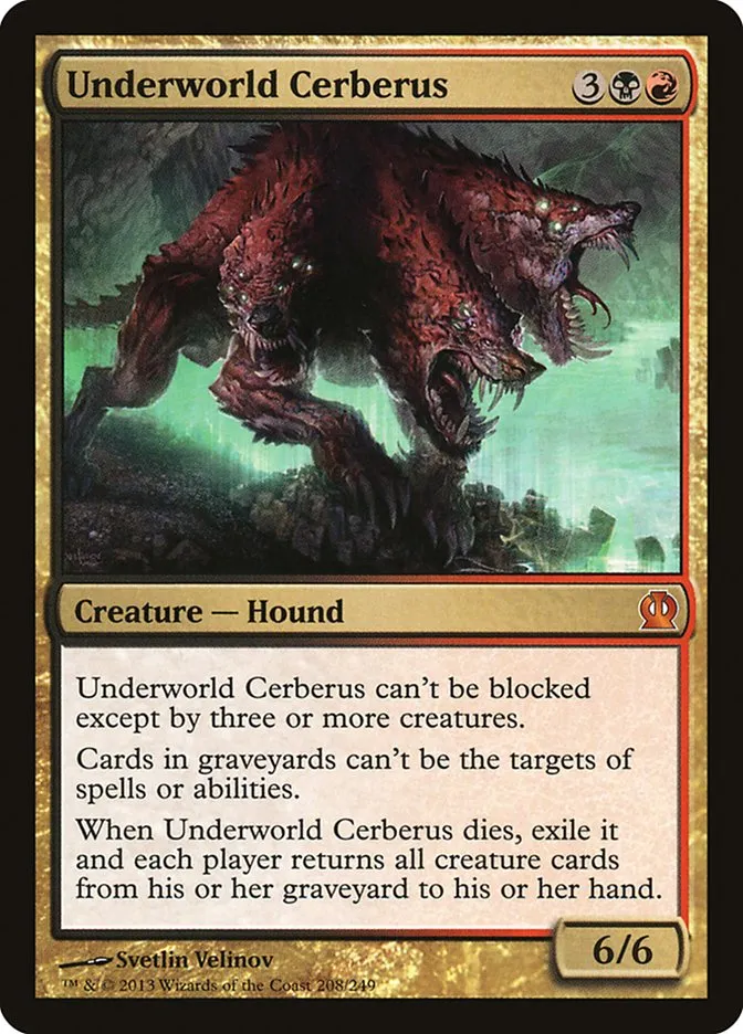 2013 Theros Underworld Cerberus mythic #208 mythic card image
