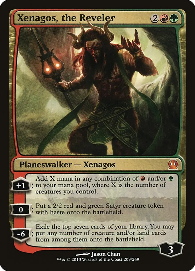 2013 Theros Xenagos, the Reveler #209 mythic card image