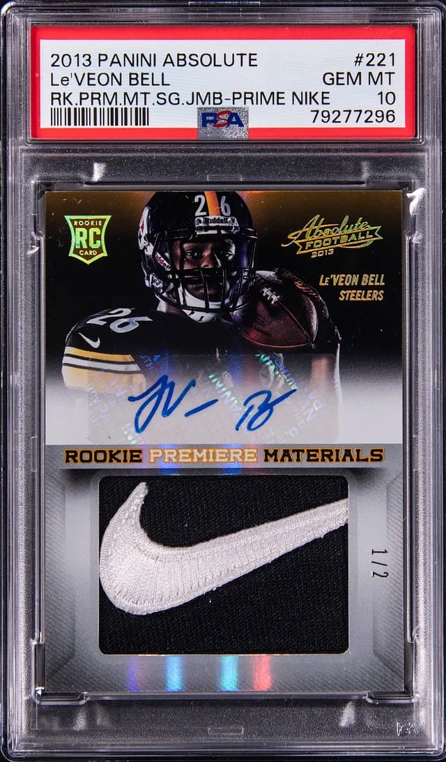 2013 Panini Absolute Le'Veon Bell Premiere Materials Signatures Jumbo Prime Nike Swoosh #221 card image