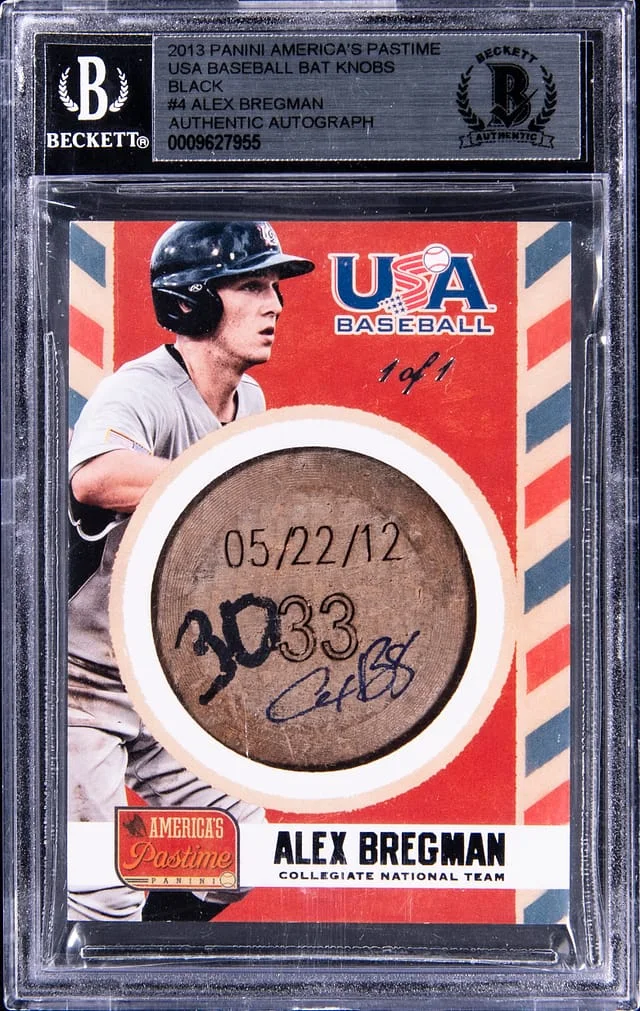 2013 Panini Alex Bregman America's Pastime USA Baseball Bat Knobs Black #4 card image