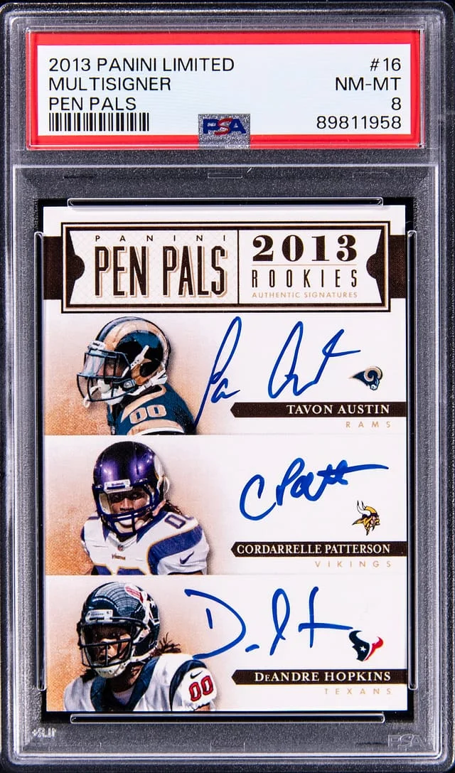 2013 Panini Austin/Patterson/Hopkins/Allen/Woods/Hunter Multi-Signed Limited Pen Pals #16 card image