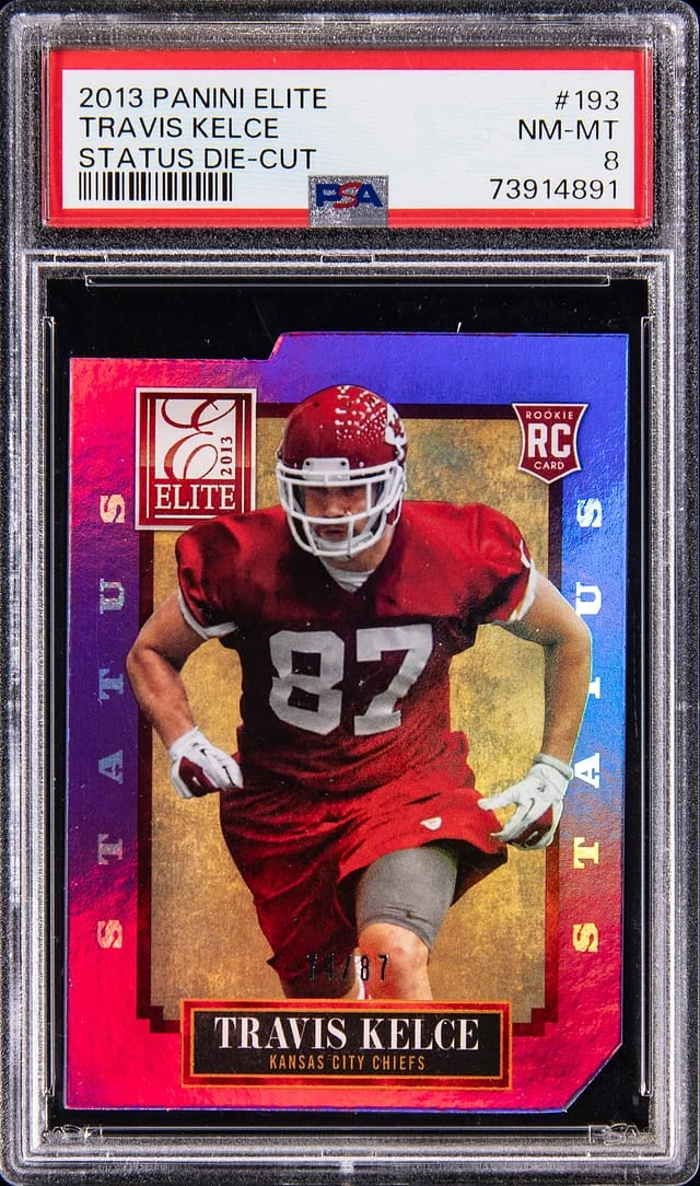 2013 Panini Elite Travis Kelce Red Status Die-Cut Autograph #193 card image
