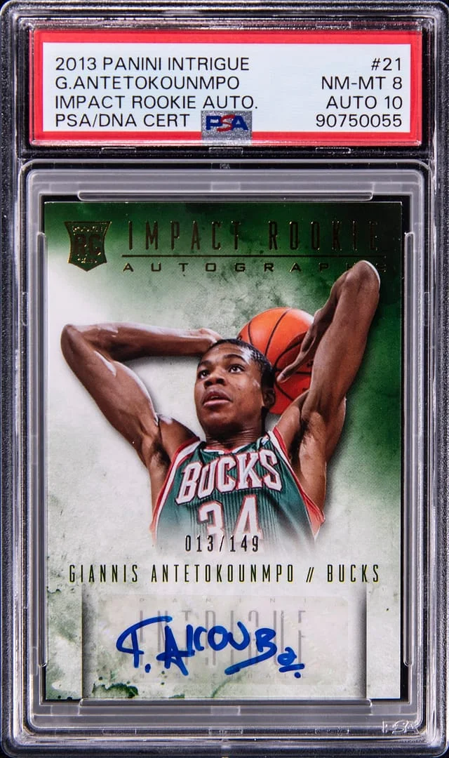 2013 Panini Giannis Antetokounmpo Intrigue Impact Autograph #21 card image