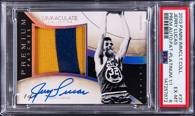 2013 Panini Immaculate Collection Jerry Lucas Premium Autograph Patch Platinum #37 card image