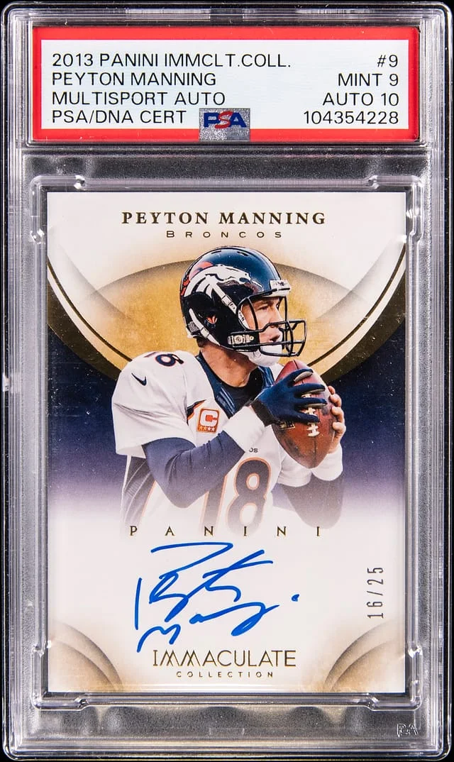 2013 Panini Immaculate Peyton Manning Multisport Autographs #9 card image