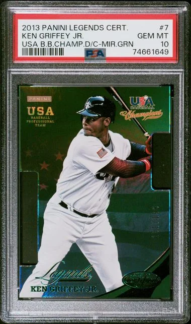 2013 Panini Ken Griffey Jr. Legends Certified USA Baseball Champions Die-Cut Mirror Green #7 card image