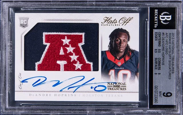2013 Panini National Treasures DeAndre Hopkins Hats Off Signatures AFC Logo #5 card image