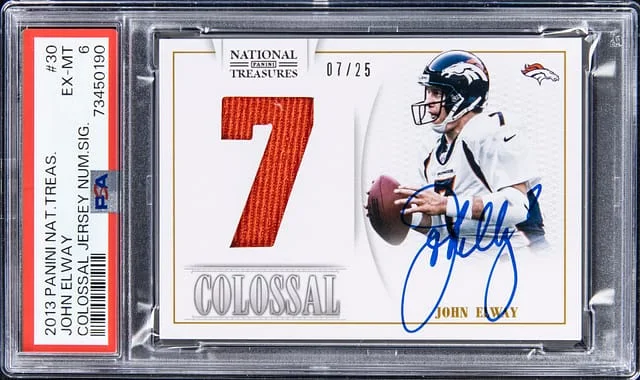 2013 Panini National Treasures John Elway Colossal Jersey Number Signature #30 card image