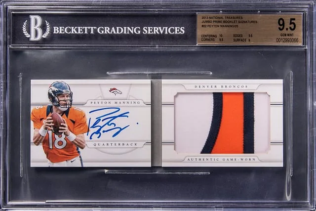 2013 Panini National Treasures Peyton Manning Jumbo Prime Booklet Signatures #22 card image