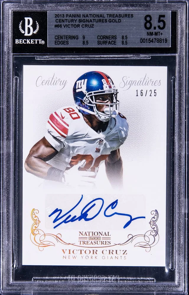2013 Panini National Treasures Victor Cruz Century Signatures Gold #66 card image