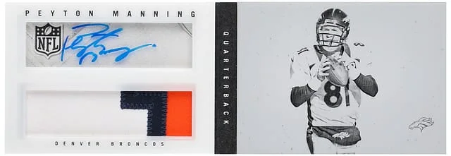 2013 Panini Peyton Manning Playbook Booklet Signature Printing Plates Black #9 card image